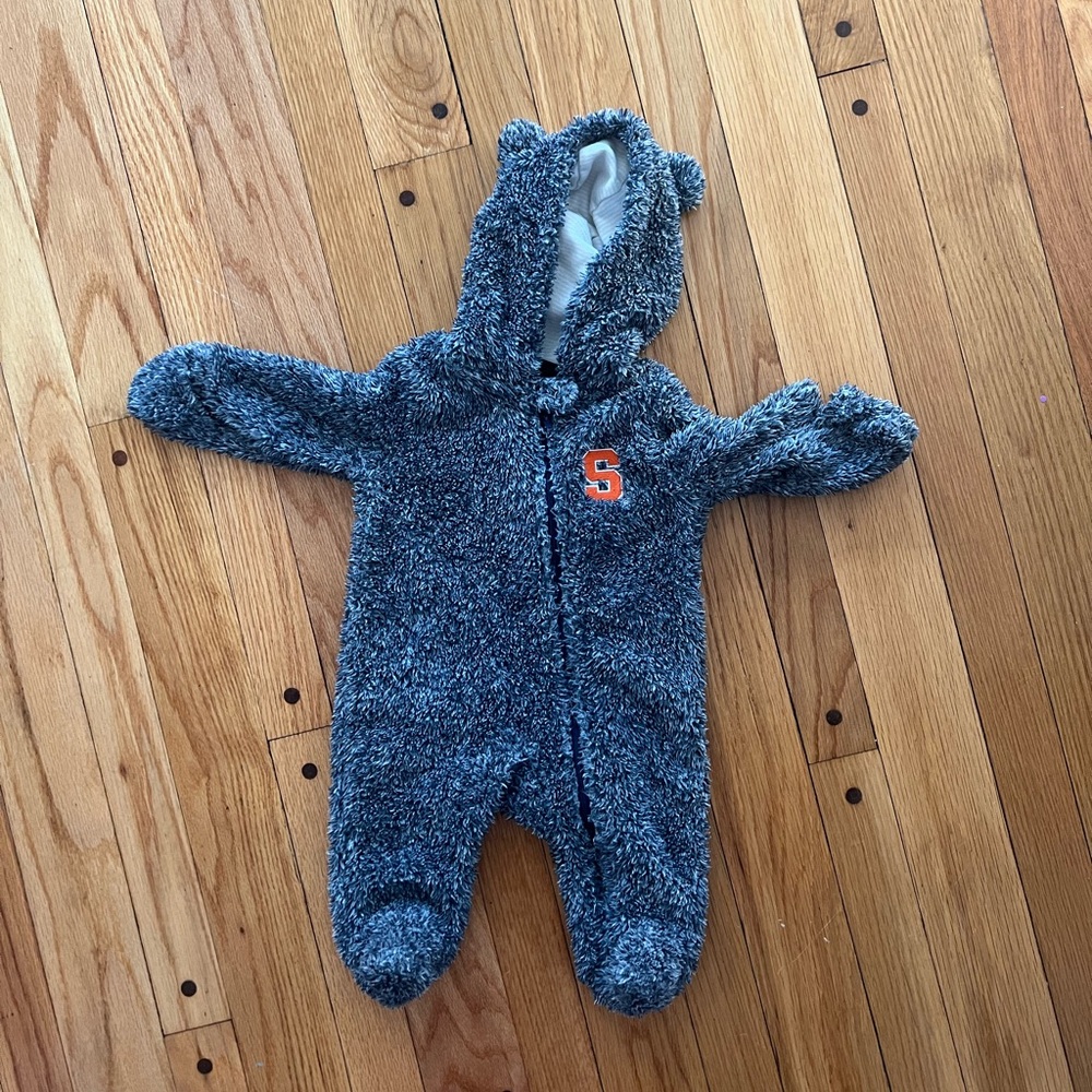 Syracuse NCAA Newborn Game Nap Teddy Fleece Zippered Coverall with Hood 0-3 Mo